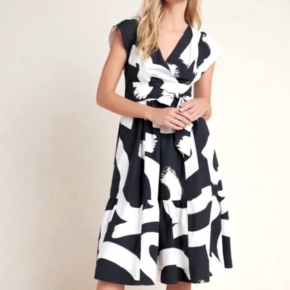 Maeve by Anthropologie Black and White Midi Dress